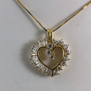 Vintage 14K Gold Vermeil 925 Silver CZ Heart NOS